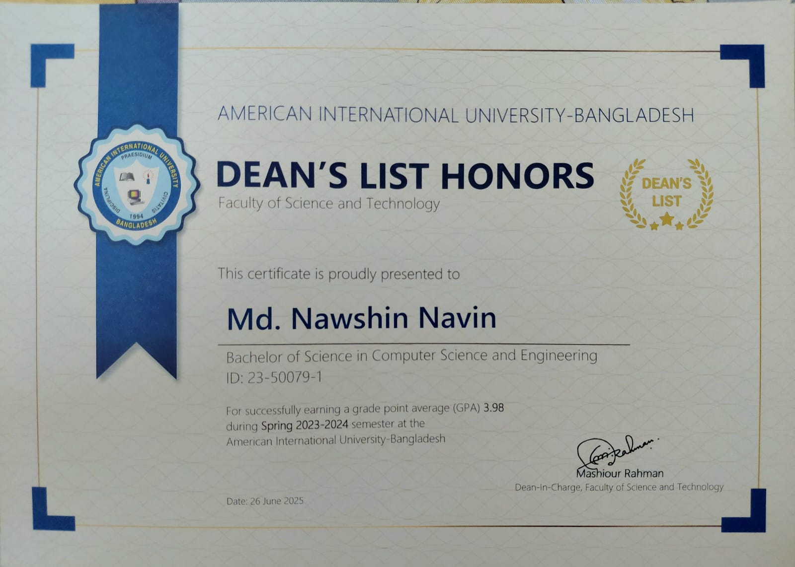 Dean's Award 2